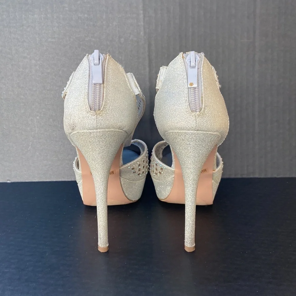 Silver Sparkle Womens Heels SZ 6.5